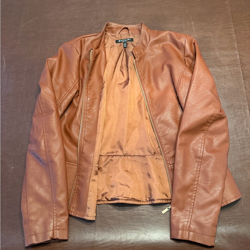 Baccini Tan Leather Jacket
